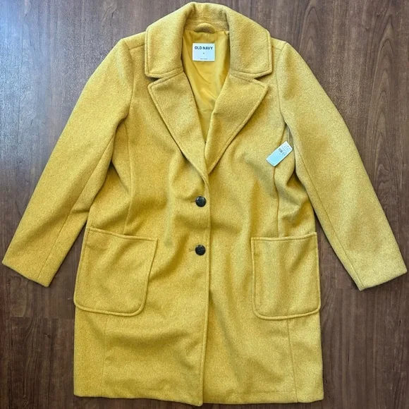 Old Navy Women’s Moleskin/ Faux Fur Peacoat Jacket Gold M - Picture 1 of 6